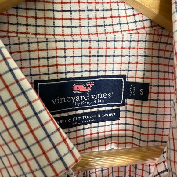 Vineyard Vines Classic Men's Red and Blue Checkered Shirt Long Sleeve Size Small - Picture 4 of 6
